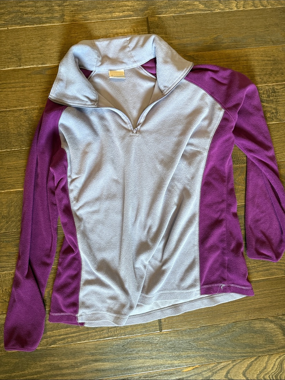 Columbia Women's Two-Tone Gray and Purple Half-Zip Pullover
